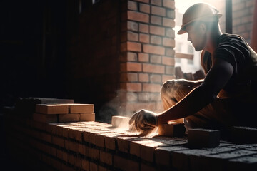 construction de murs en briques