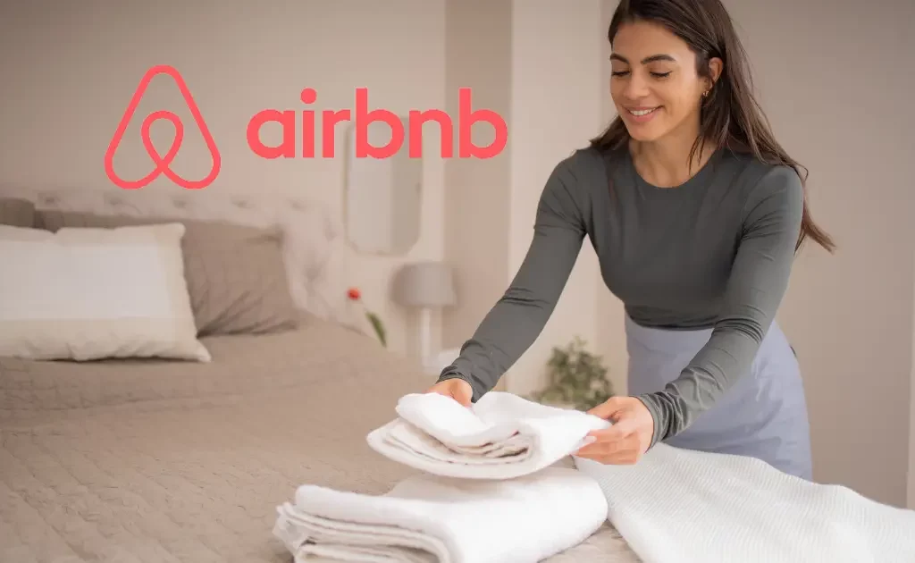 Femme de ménage Airbnb nettoyant un appartement pour assurer la satisfaction des voyageurs.